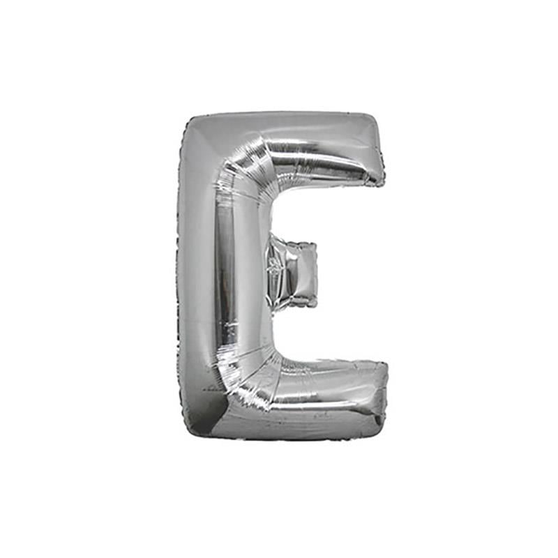 E Harf Gümüş Folyo Balon 40 cm