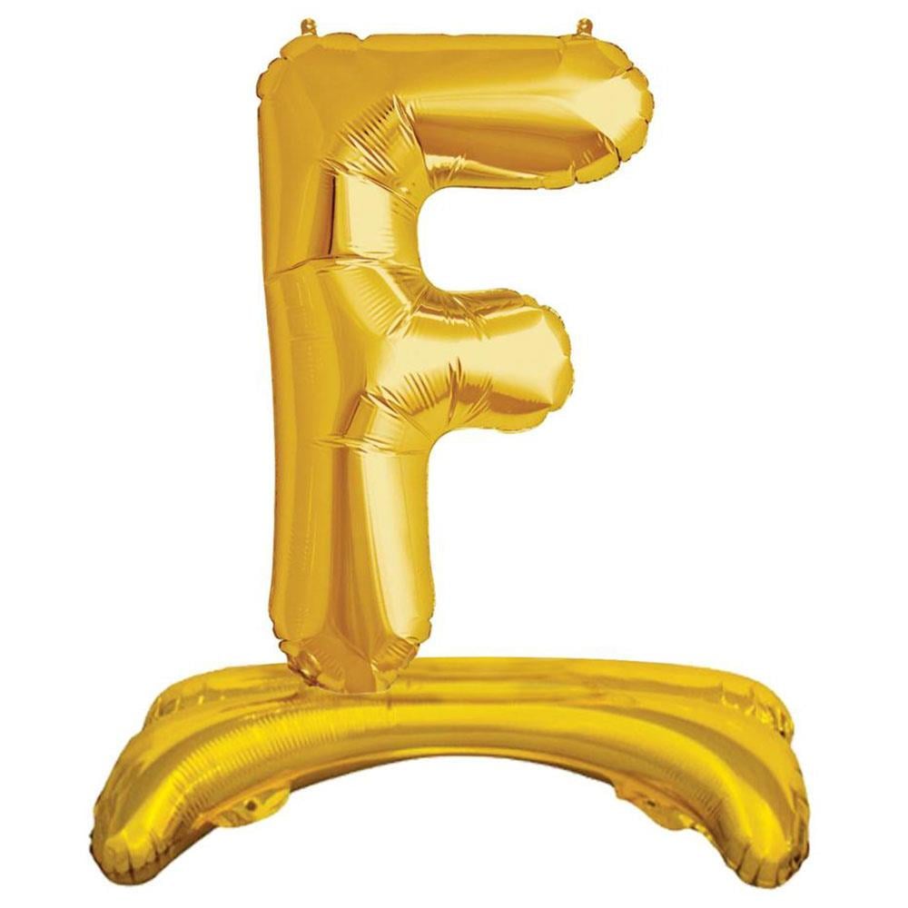 F Harf Ayakta Durabilen Altın Folyo Balon 80 cm
