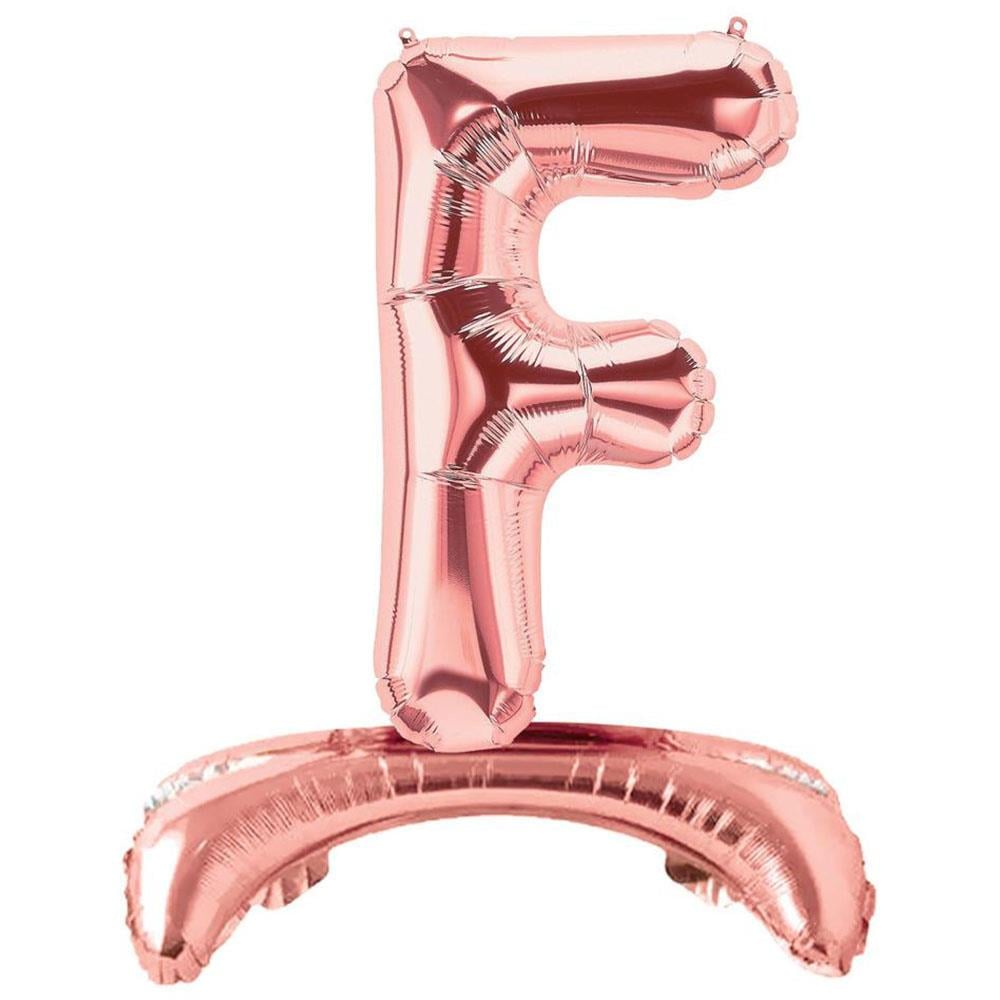 F Harf Ayakta Durabilen Rose Gold Folyo Balon 80 cm