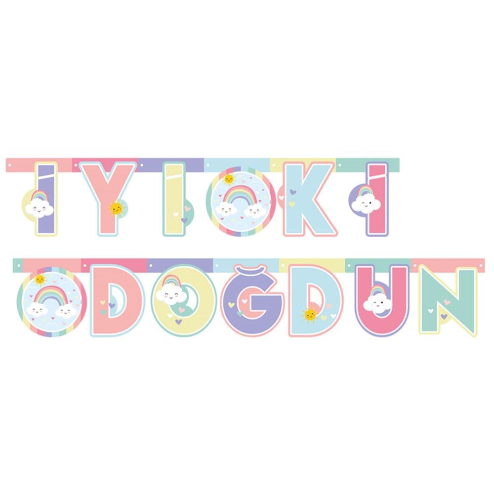 Gökkuşağı ve Bulut Temalı İyi ki Doğdun Harf Afiş