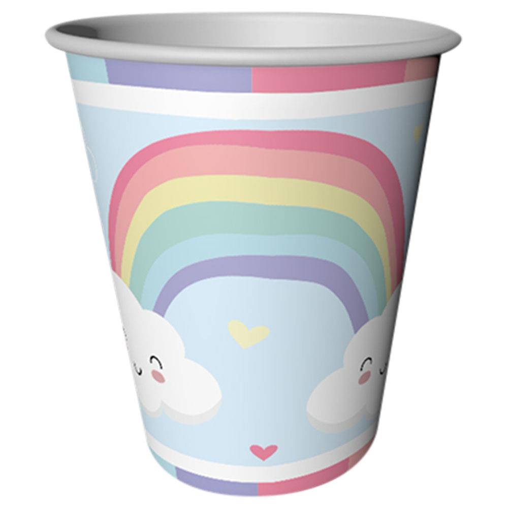 Gökkuşağı ve Bulut Temalı Karton Bardak 8'li