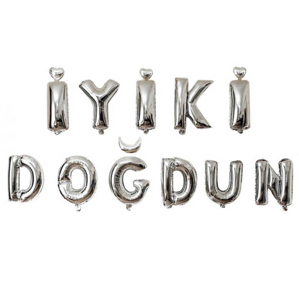 Gümüş İyi ki Doğdun Folyo Balon Set