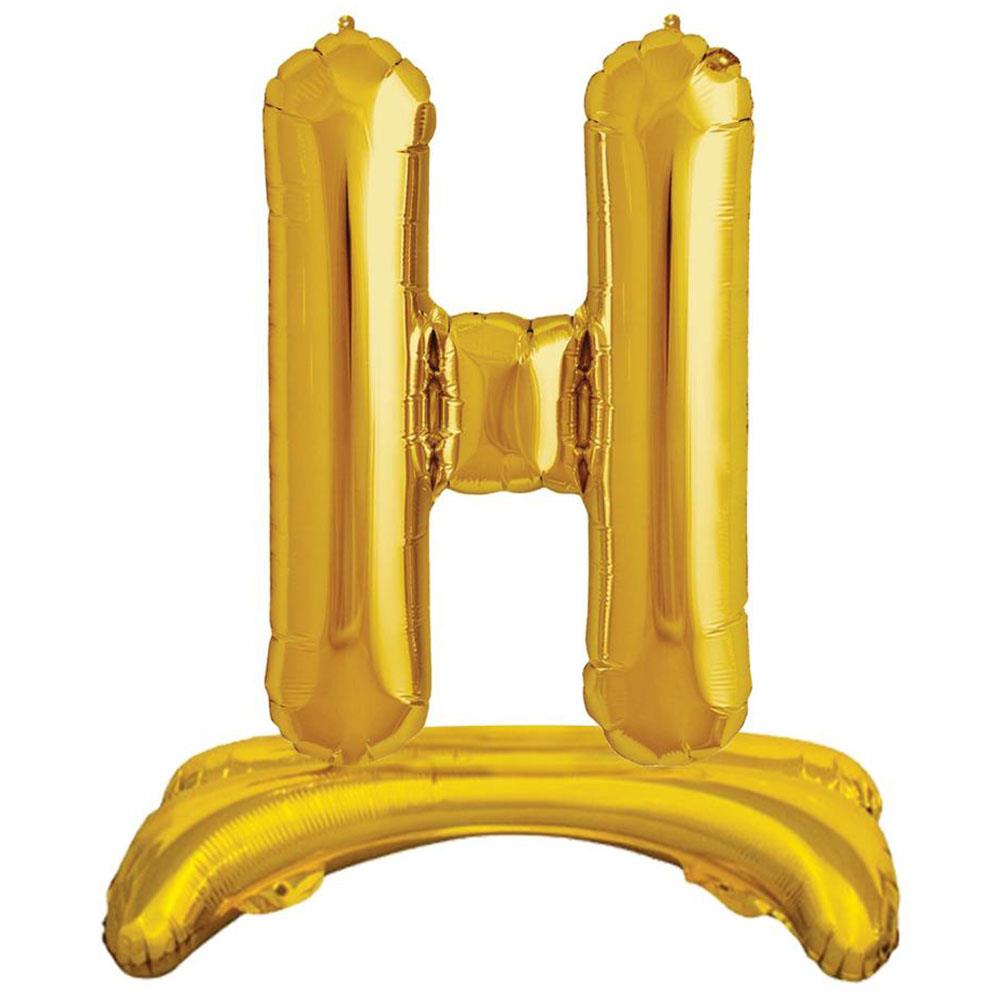 H Harf Ayakta Durabilen Altın Folyo Balon 80 cm