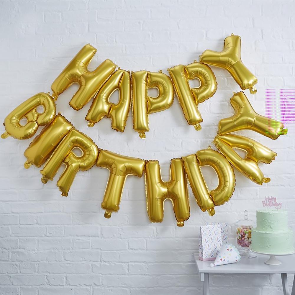 Happy Birthday Altın Folyo Balon Set