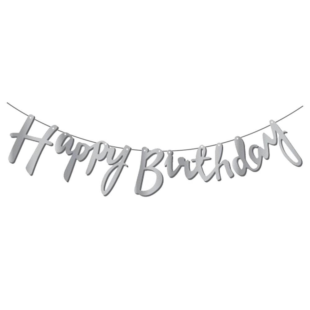 Happy Birthday Kaligrafi Afiş Gümüş