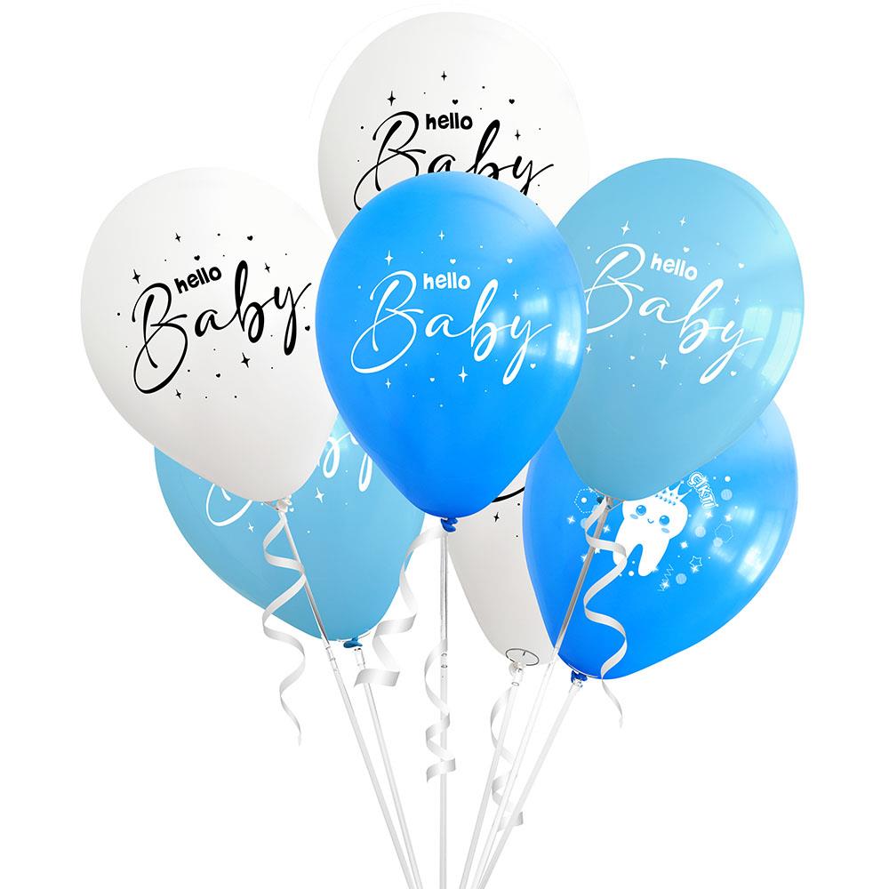 Hello Baby Baskılı Mavi Lateks Balon 10'lu
