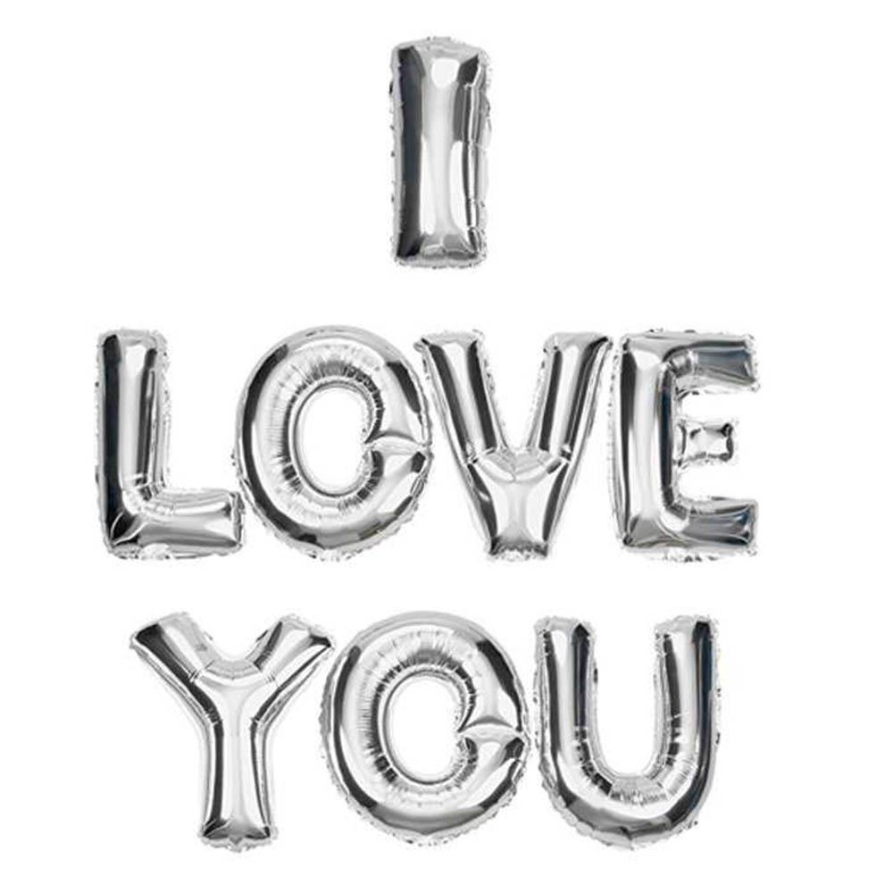 I Love You Folyo Balon Set Gümüş