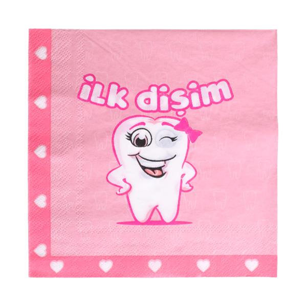 İlk Dişim Kız Kağıt Peçete 33x33 cm 20'li