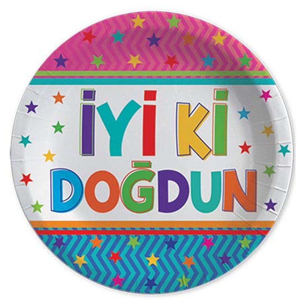 İyi ki Doğdun Funstar Karton Tabak 23 cm 8'li