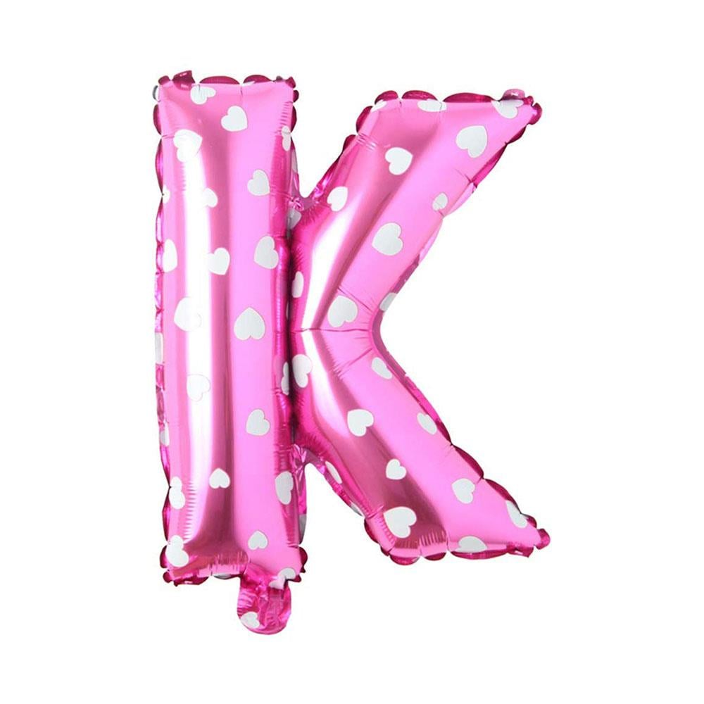 K Harf Pembe Kalp Folyo Balon 70 cm