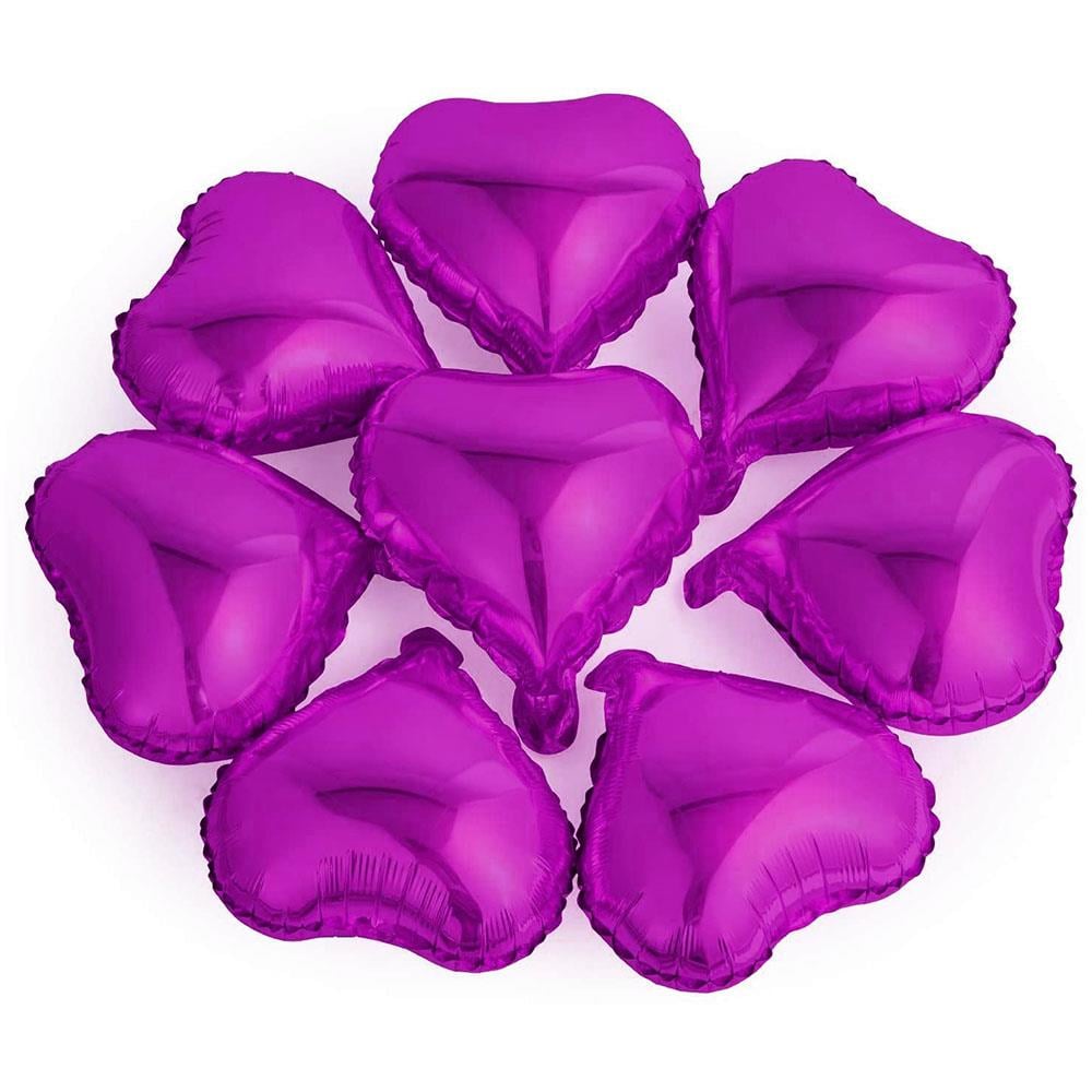 Kalp Folyo Balon Fuşya Set 20 cm 5'li