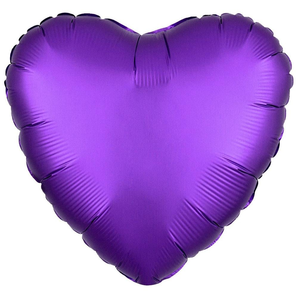 Kalp Krom Folyo Balon Mor 45 cm