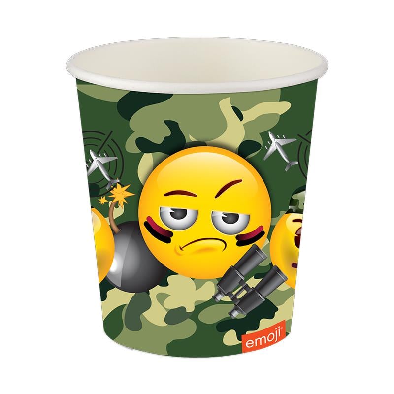 Kamuflaj Emoji Karton Bardak 8'li