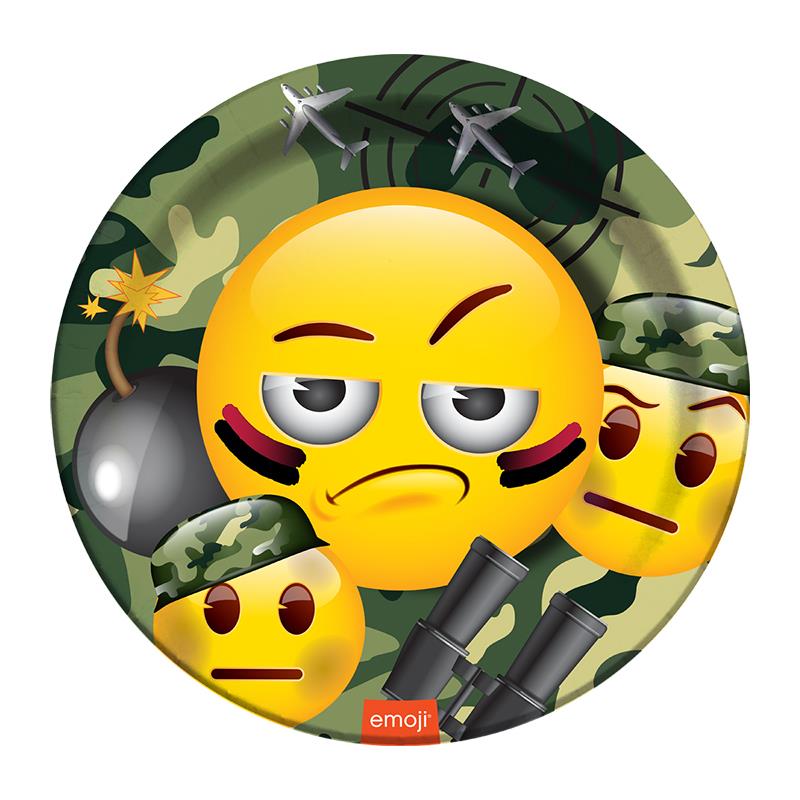 Kamuflaj Emoji Karton Tabak 23 cm 8'li