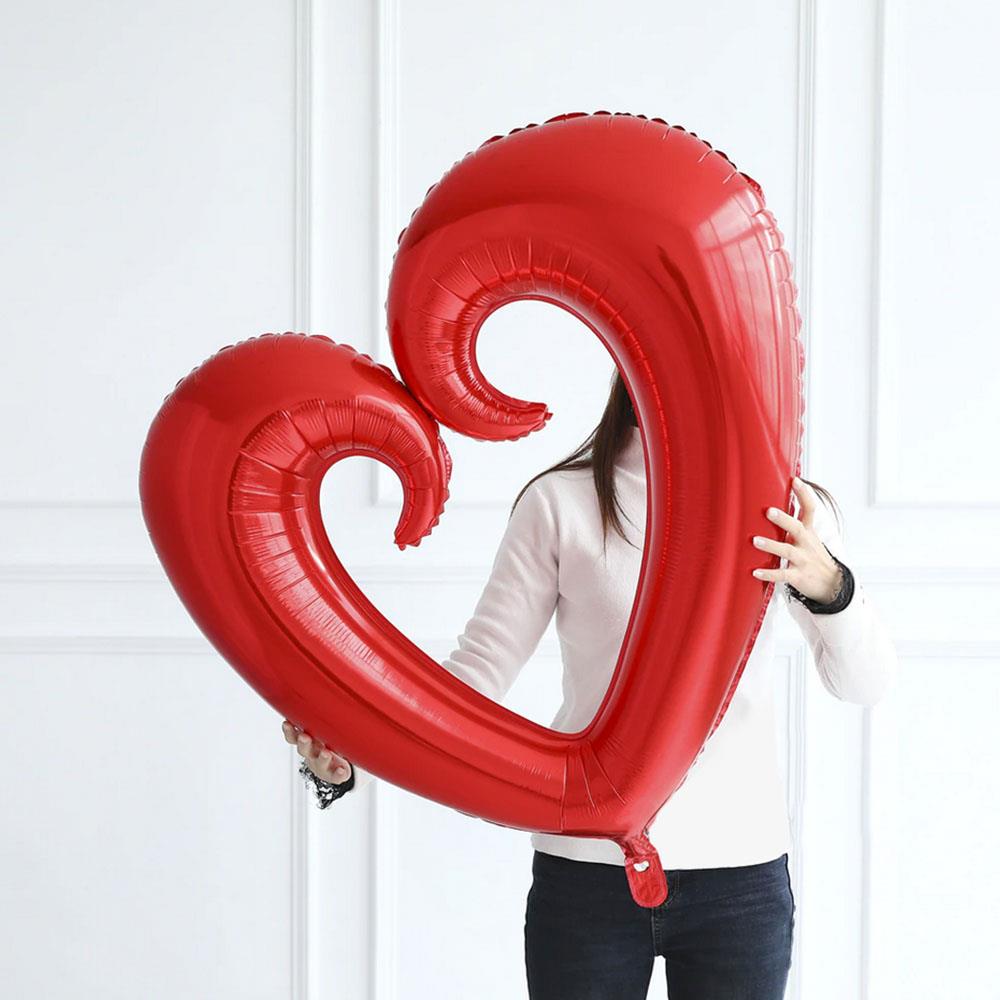 Kıvrımlı Kalp Folyo Balon Kırmızı 100 cm