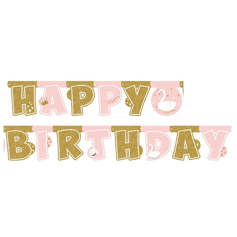 Kuğu Temalı Happy Birthday Harf Afiş