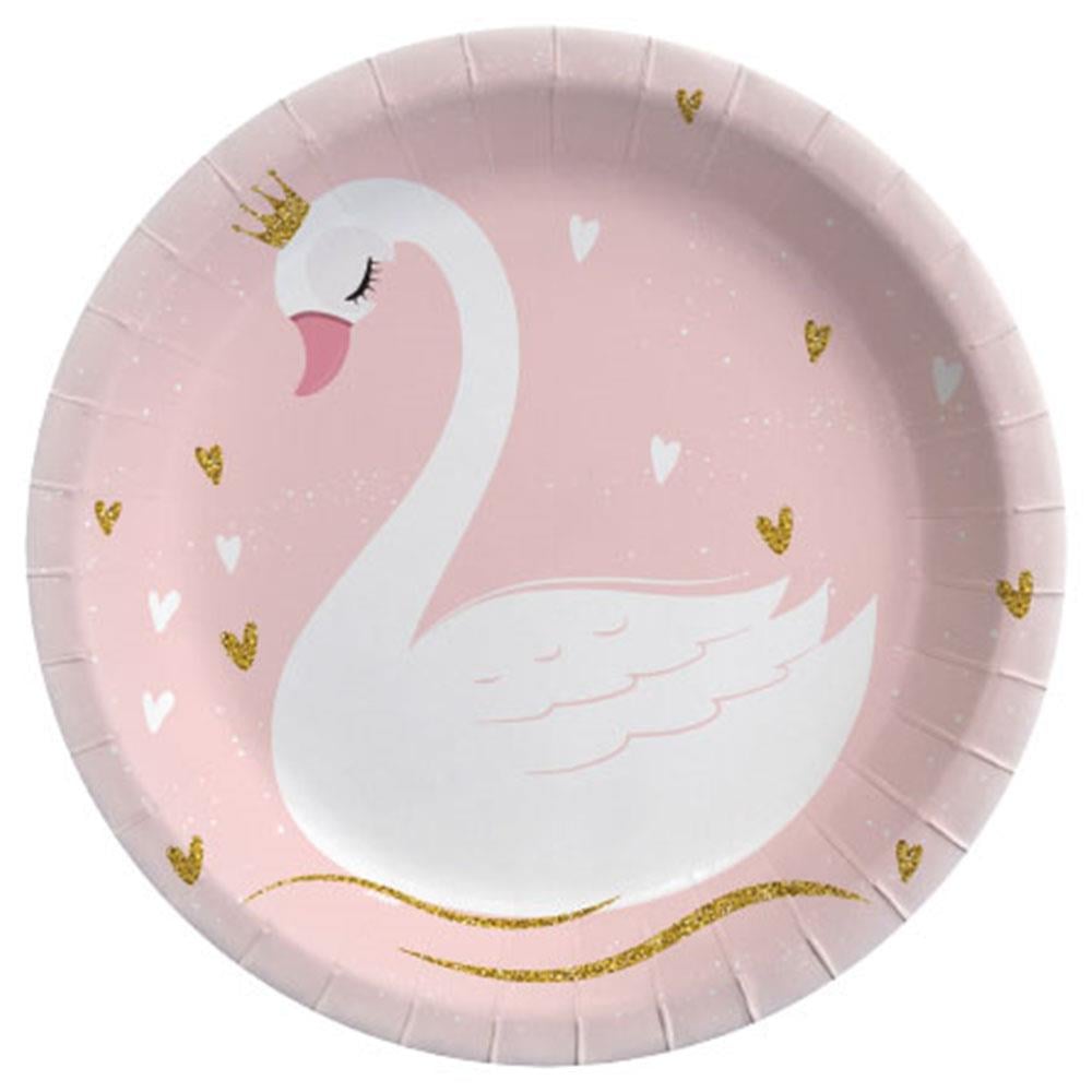 Kuğu Temalı Karton Tabak 23 cm 8'li