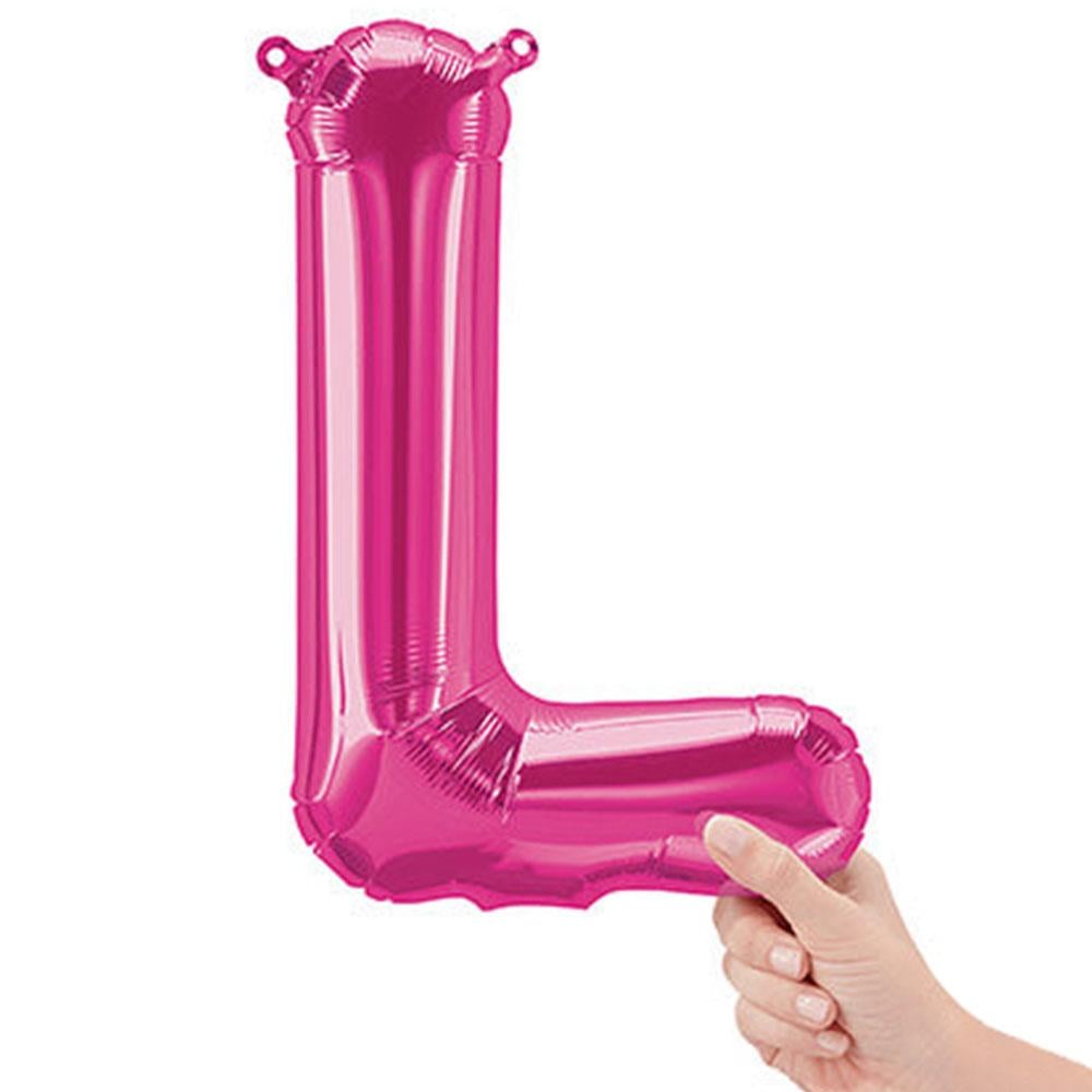 L Harf Pembe Folyo Balon 40 cm