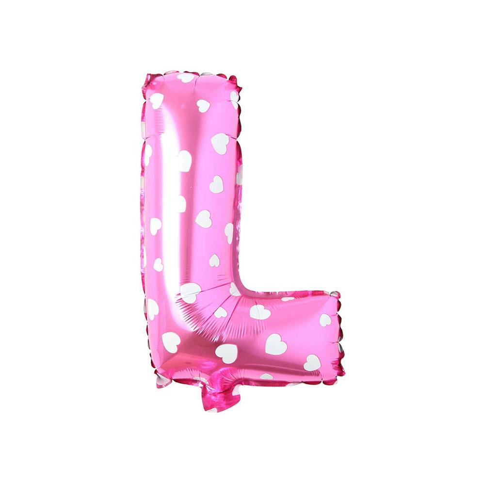 L Harf Pembe Kalp Folyo Balon 40 cm
