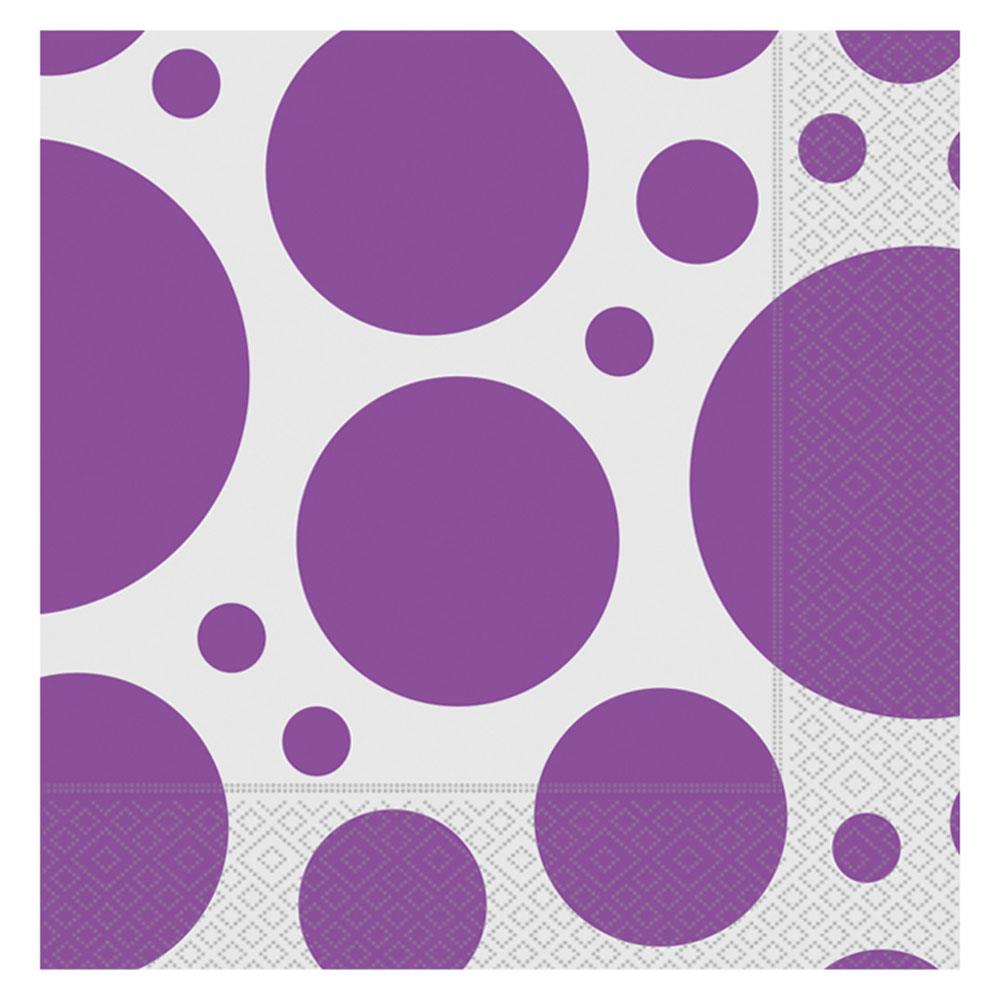 Lila Karışık Puantiyeli Kağıt Peçete 33x33 cm 20'li