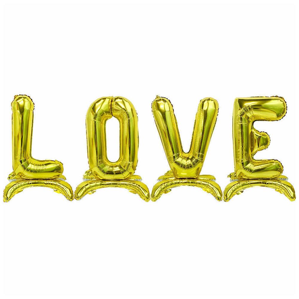 Love Ayakta Durabilen Altın Folyo Balon Set