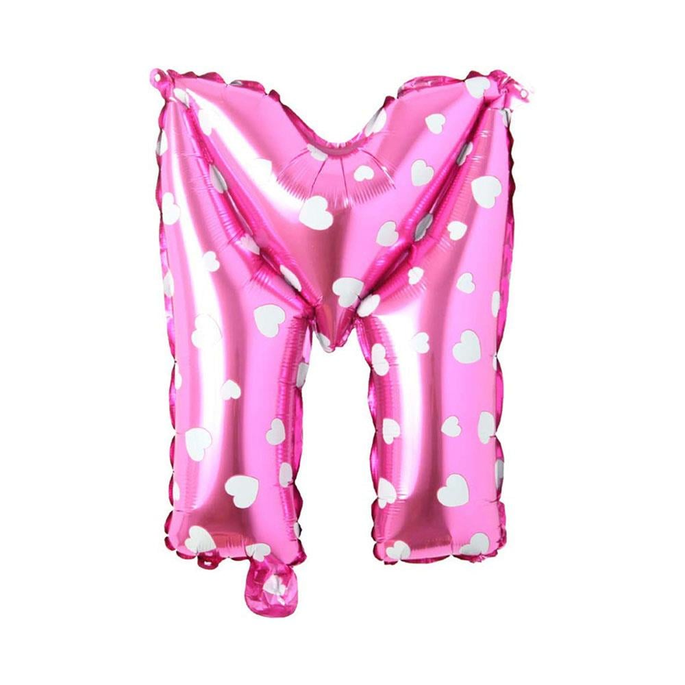 M Harf Pembe Kalp Folyo Balon 70 cm