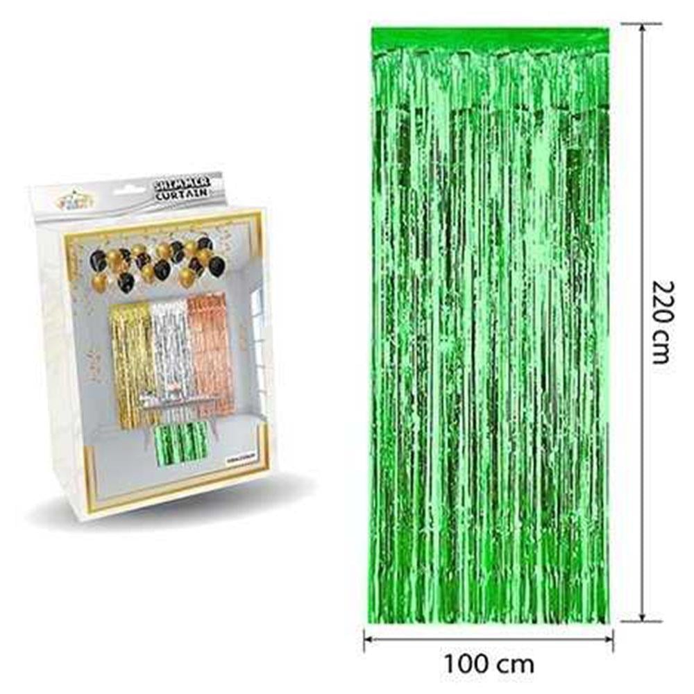 Metalize Püsküllü Kapı ve Fon Perdesi Yeşil 100x220 cm