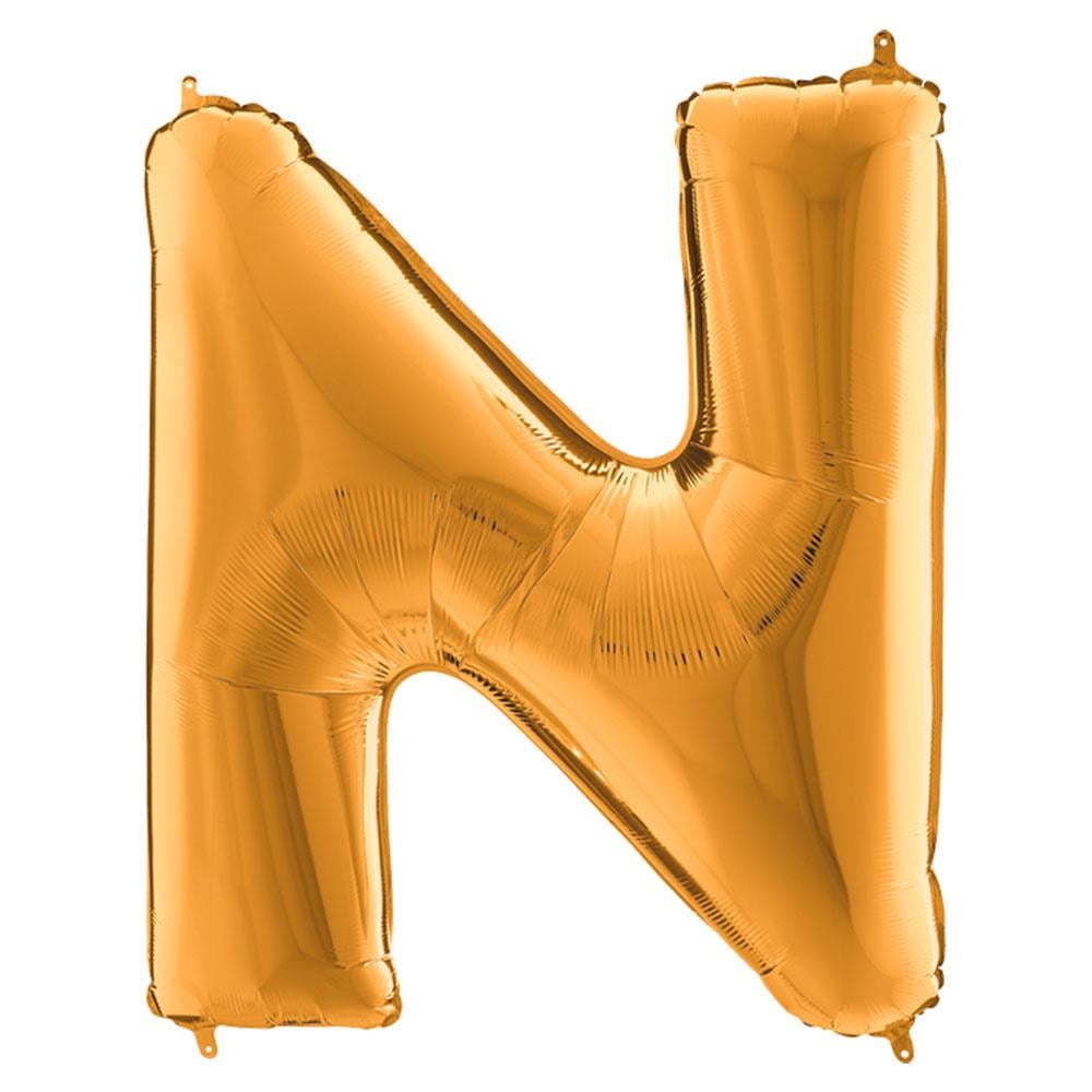 N Harf Grabo Altın Folyo Balon 102 cm