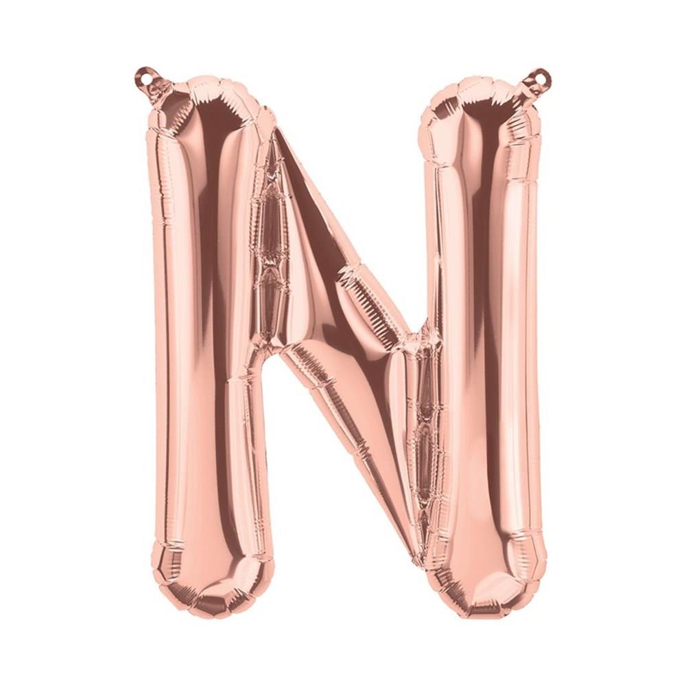 N Harf Rose Gold Folyo Balon 40 cm