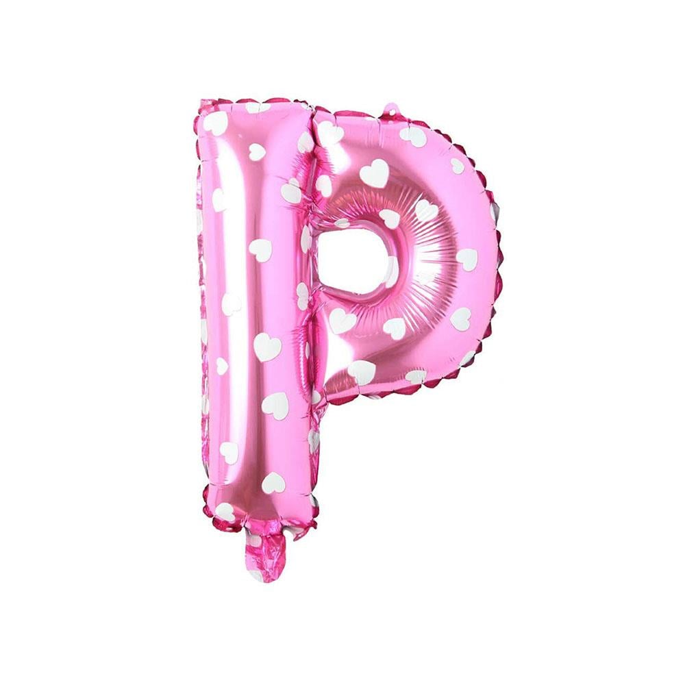P Harf Pembe Kalp Folyo Balon 40 cm