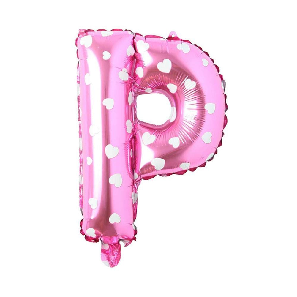 P Harf Pembe Kalp Folyo Balon 70 cm