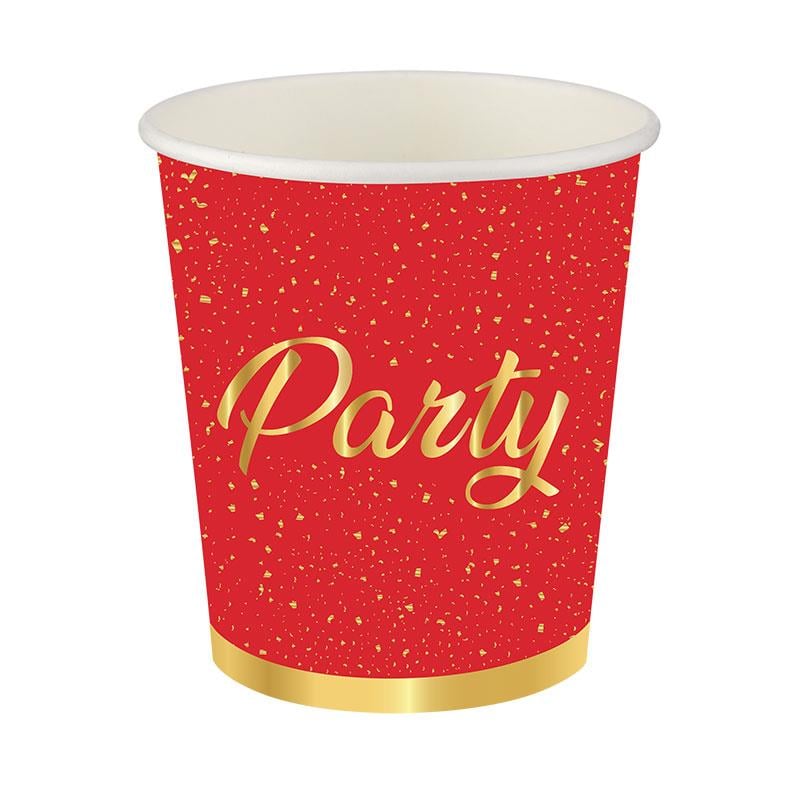 Parti Zamanı Kırmızı Karton Bardak 8'li