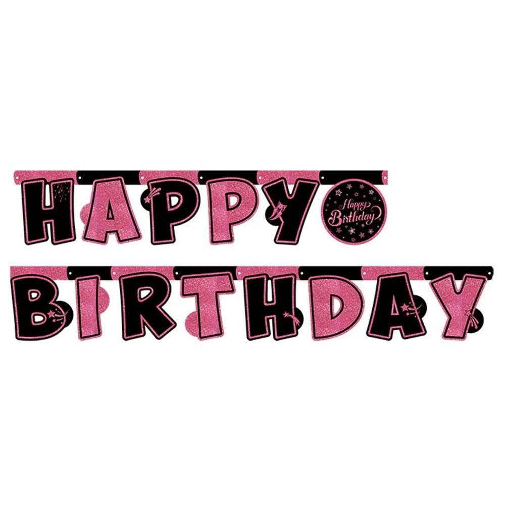 Pink Stars Birthday Happy Birthday Harf Afiş