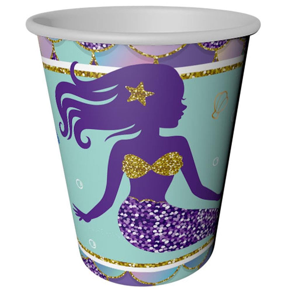 Pırıltılı Deniz Kızı Karton Bardak 8'li
