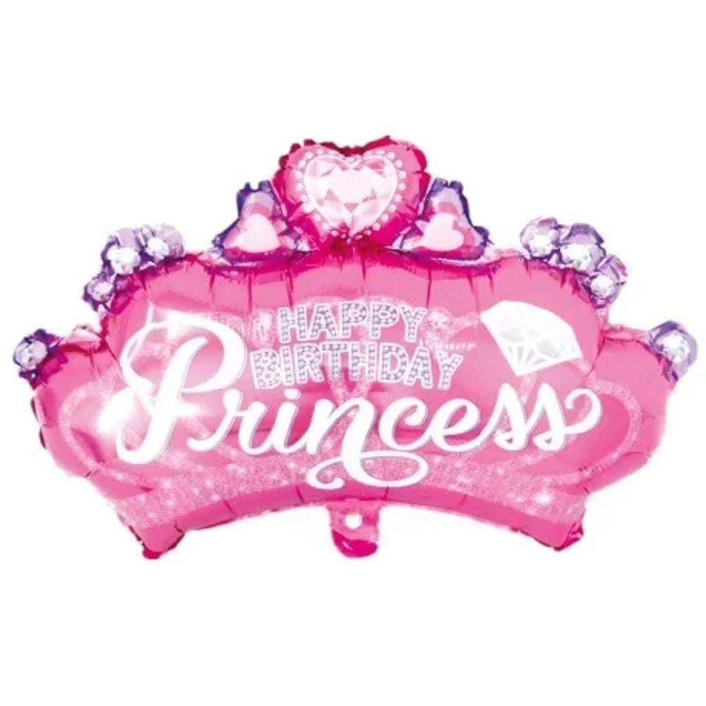 Prenses Taç Pembe Folyo Balon 80 cm