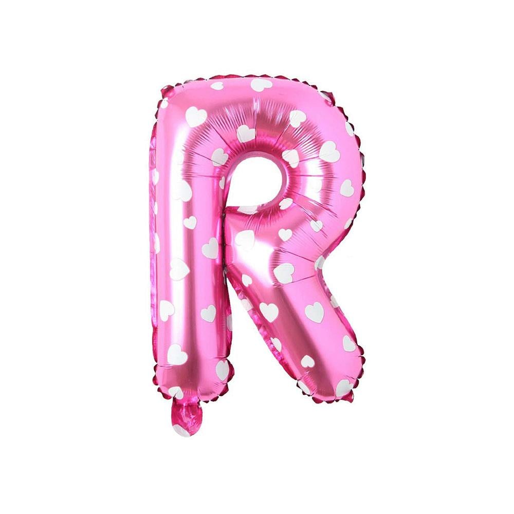 R Harf Pembe Kalp Folyo Balon 40 cm