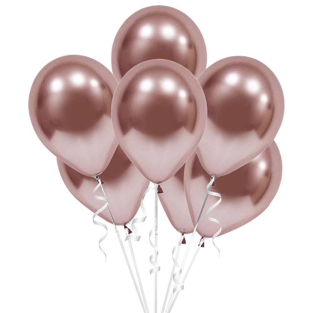 Rose Gold Metalik Krom Lateks Balon 10'lu