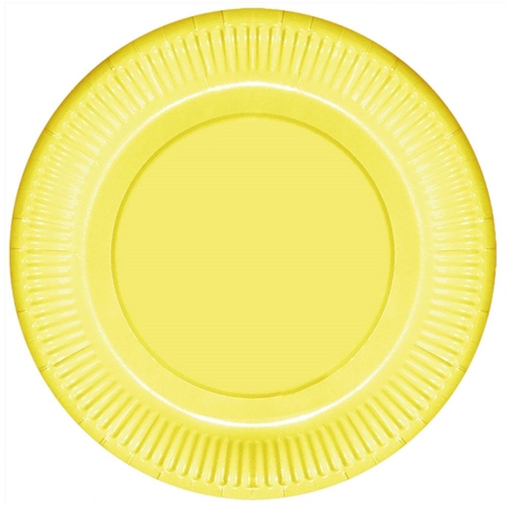 Sarı Makaron Karton Tabak 23 cm 8'li