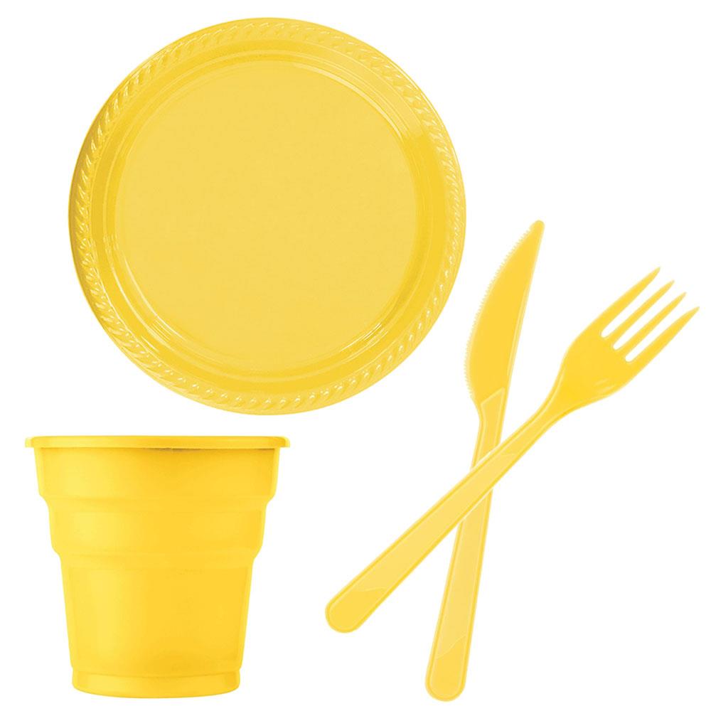 Sarı Plastik Sofra Seti 24 Kişilik