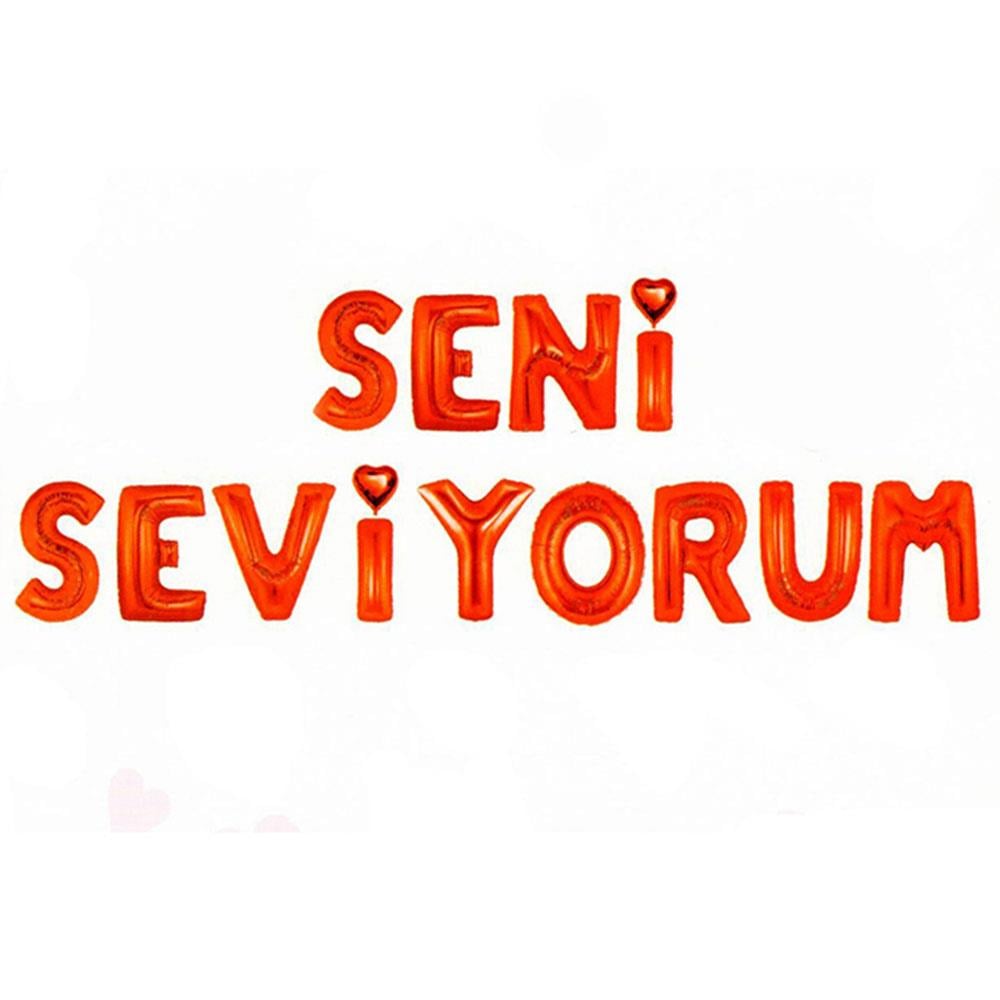 Seni Seviyorum Folyo Balon Set Kırmızı