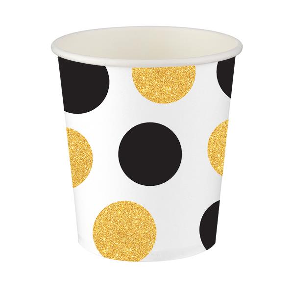 Siyah Altın Puantiyeli Karton Bardak 8'li