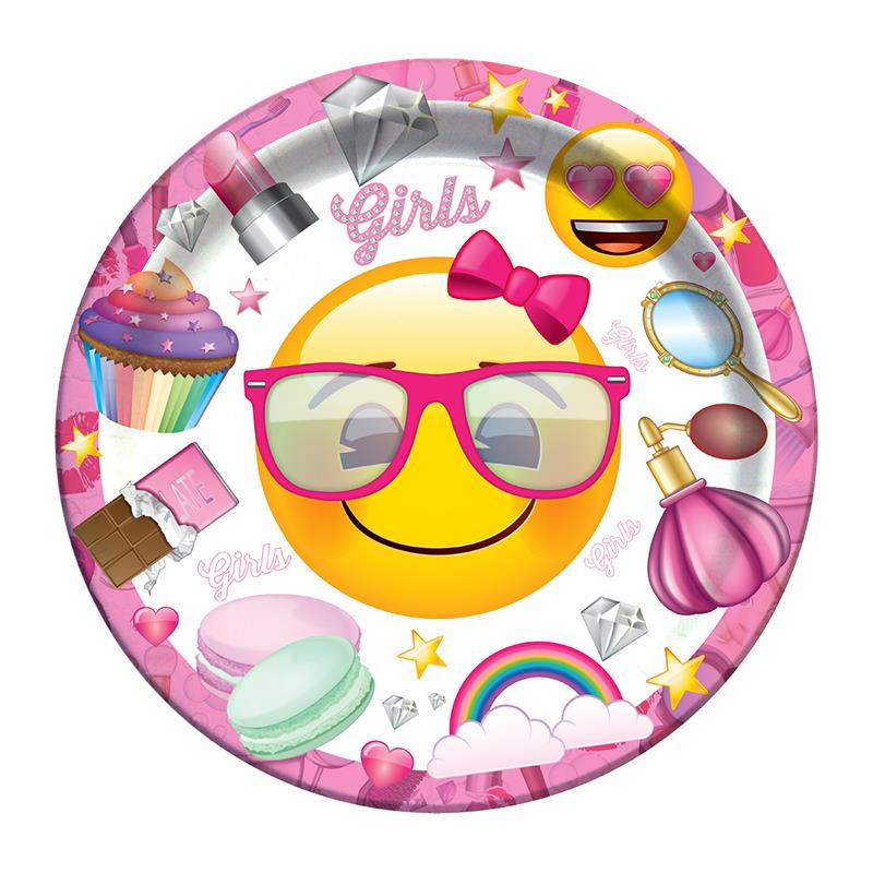 Süslü Emoji Karton Tabak 23 cm 8'li