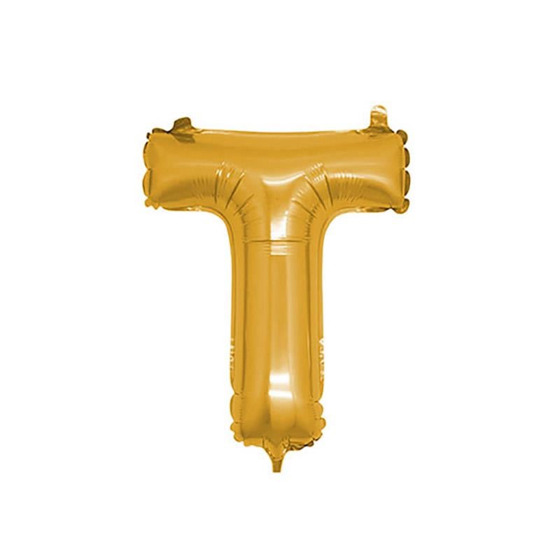 T Harf Altın Folyo Balon 40 cm
