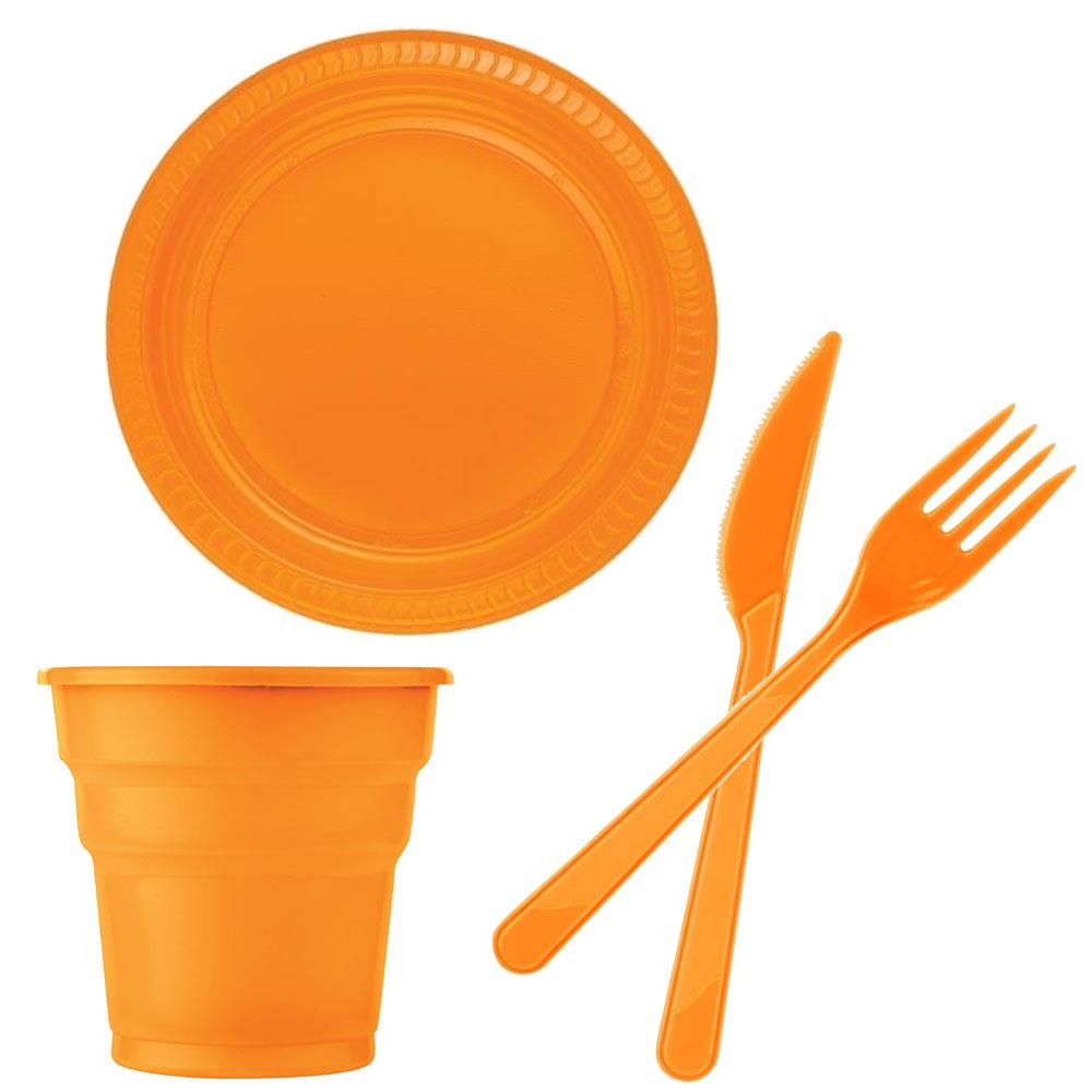 Turuncu Plastik Sofra Seti 24 Kişilik