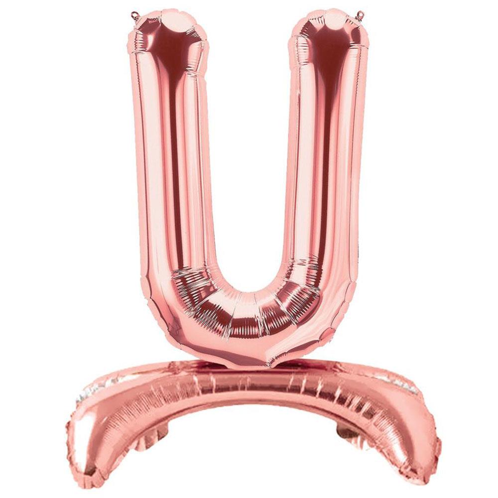 U Harf Ayakta Durabilen Rose Gold Folyo Balon 80 cm