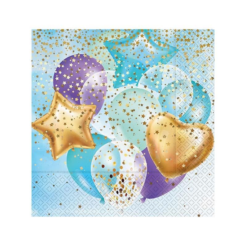 Uçan Balonlar Mavi Kağıt Peçete 33x33 cm 20'li