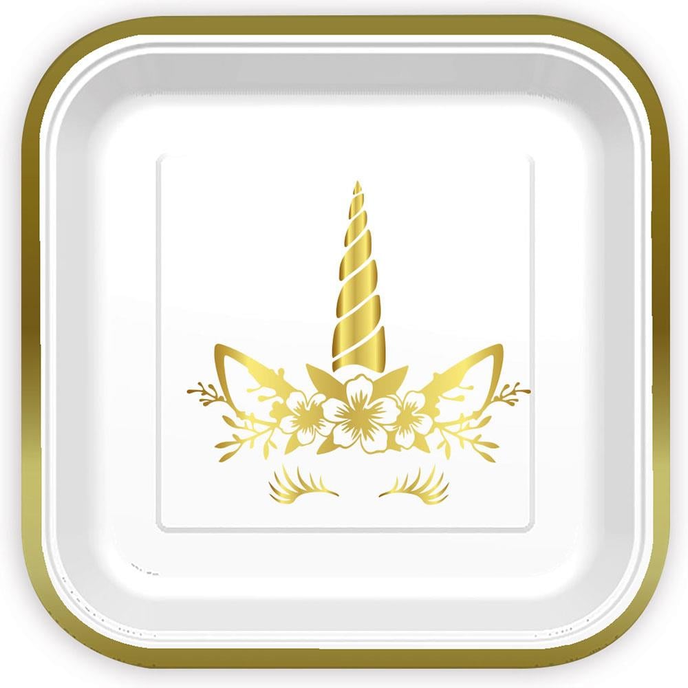 Unicorn Gold Kare Karton Tabak 23 cm 6'lı