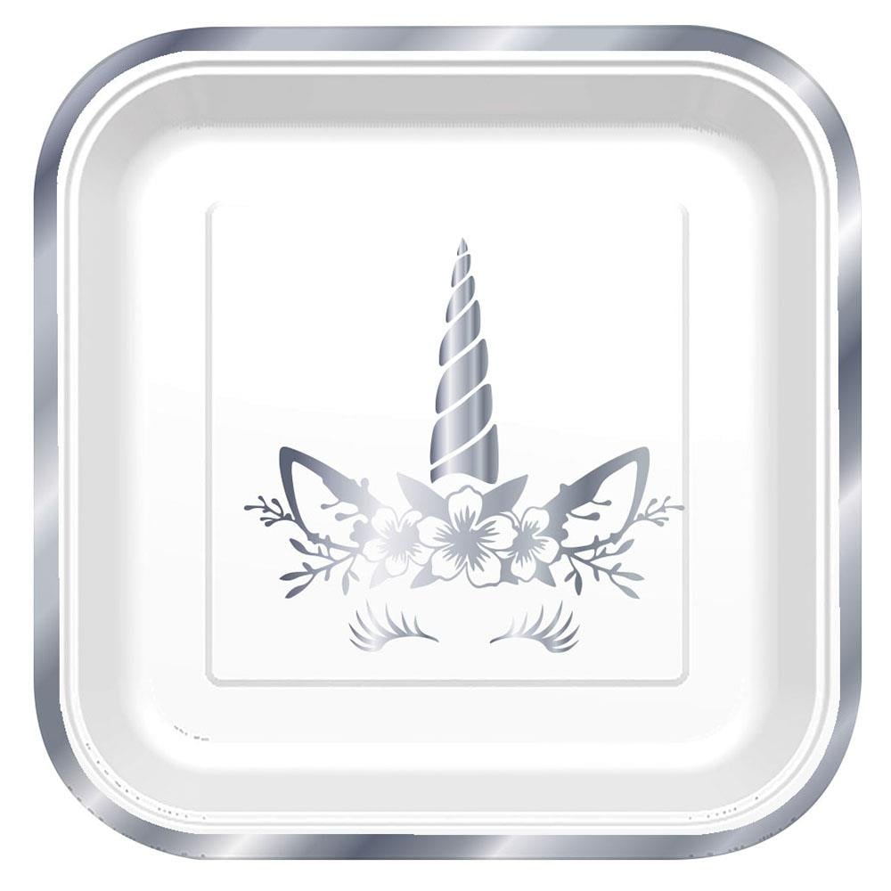 Unicorn Silver Kare Karton Tabak 23 cm 6'lı