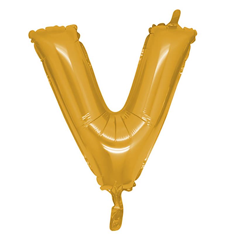 V Harf Altın Folyo Balon 100 cm
