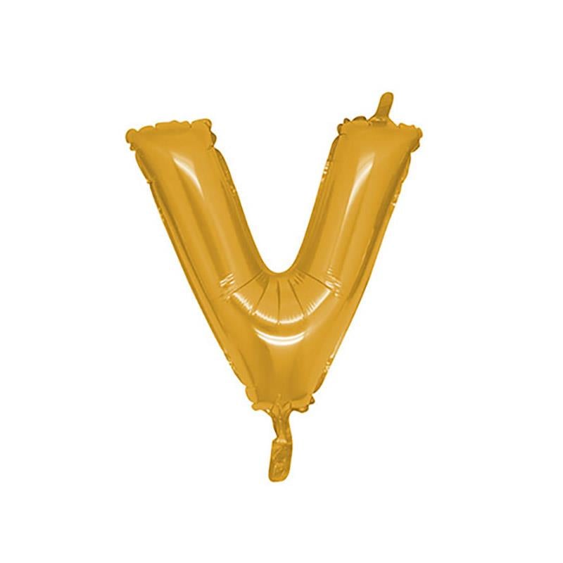 V Harf Altın Folyo Balon 40 cm